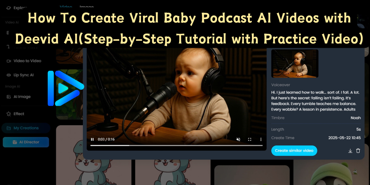 How To Create Viral Baby Podcast AI Videos with Deevid AI(Step-by-Step Tutorial with Practice Video)