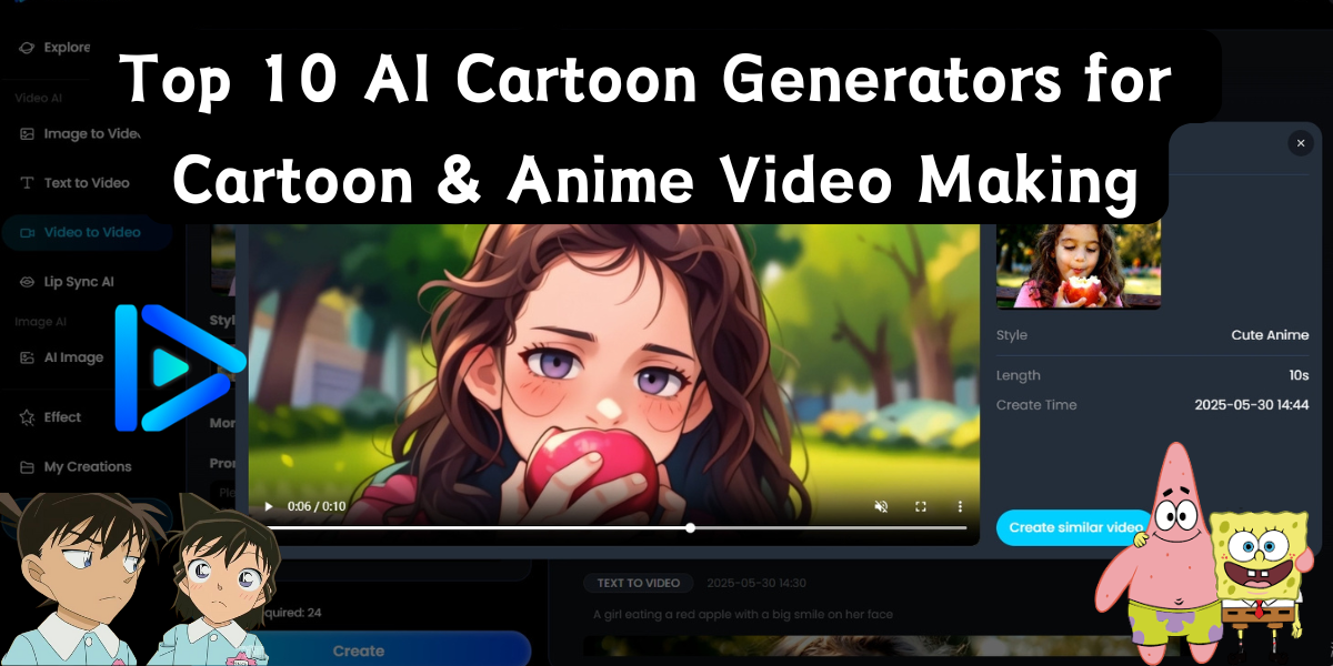 Top 10 AI Cartoon Generators for Cartoon & Anime Video Making
