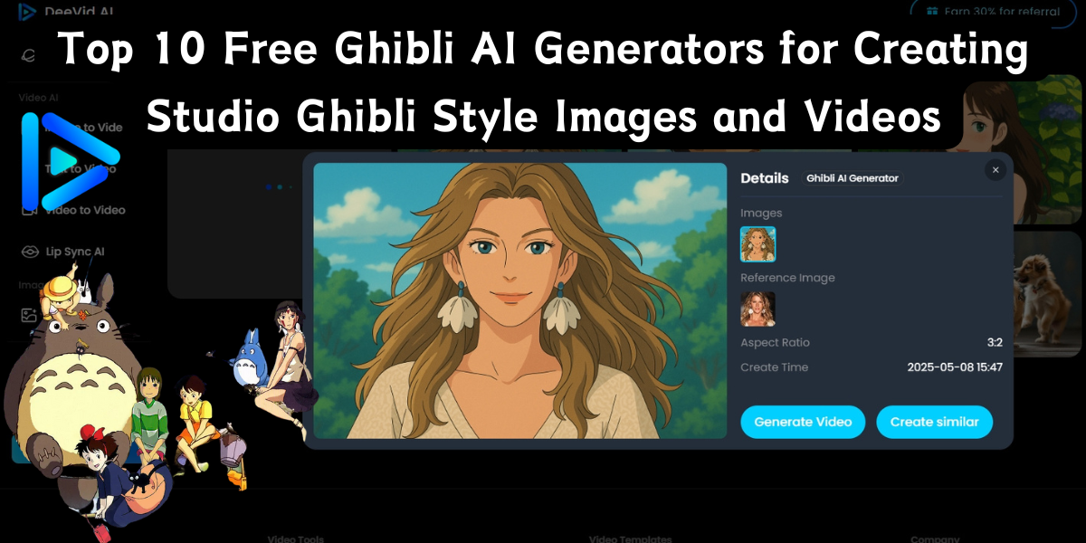 Top 10 Free Ghibli AI Generators for Creating Studio Ghibli Style Images and Videos