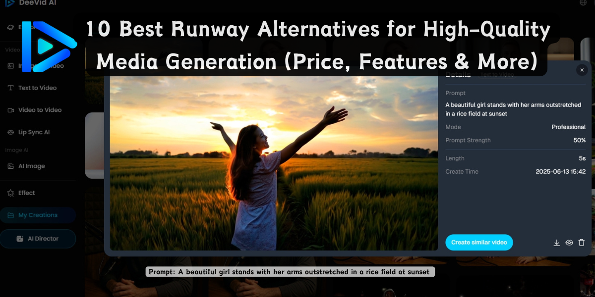 10 Best Runway Alternatives for High-Quality Media Generation (Price, Features & More)
